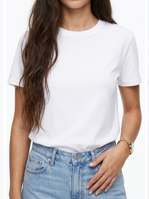Zara Essential White Crewneck Tee Short Sleeve Size Medium